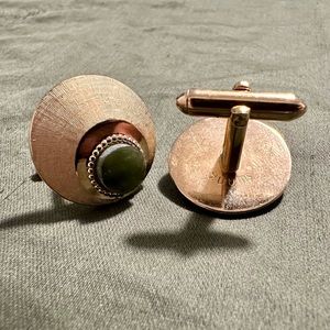 Vintage SWANK Gold Tone and Jade Cufflinks